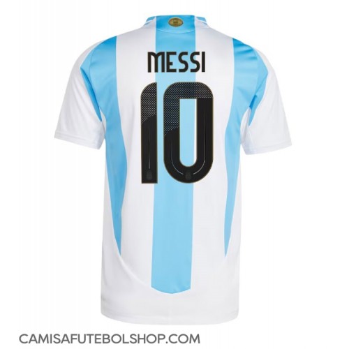 Camisa de time de futebol Argentina Lionel Messi #10 Replicas 1º Equipamento Copa America 2024 Manga Curta